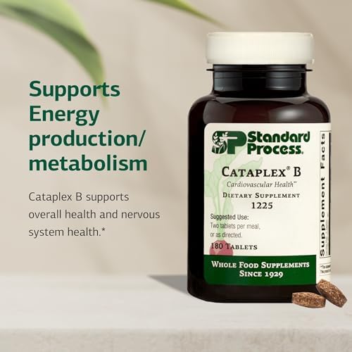 Standard Process Cataplex B - Nervous System & Heart Health Supplement - Contains B Vitamins for Energy Support - Supports Energy Metabolism - Non-Dairy & Non-Soy - 180 Tablets (90 Servings)