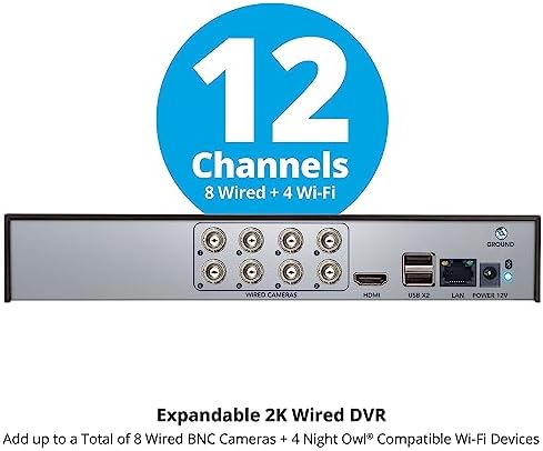 Night Owl SP 2-Way Audio 12 Channel 2K DVR with 1TB Hard Drive - Add up to 12 Total Devices