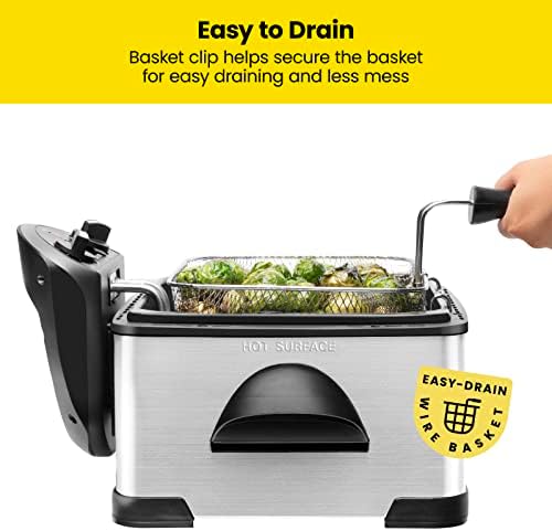 Chefman 4.5 Liter Deep Fryer w/Basket Strainer, XL Jumbo Size, Adjustable Temperature & Timer, Perfect for Fried Chicken, Shrimp, French Fries