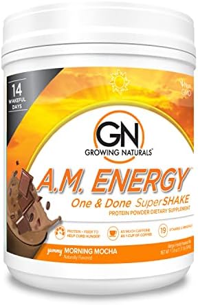 Growing Naturals Organic Rice Protein Powder - 15g Plant Protein, 2.8G BCAA - Low-Carb, Low-Sugar, Non-GMO - Vanilla Blast, 2 Pound (Pack of 1)