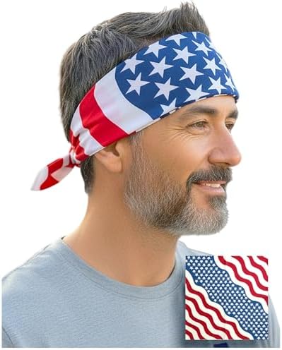 Costume Adventure American Flag Bandana Headband for Men and Women | Men's Patriotic USA Flag Bandana USA Apparel Clothing Bandanna America Apparel