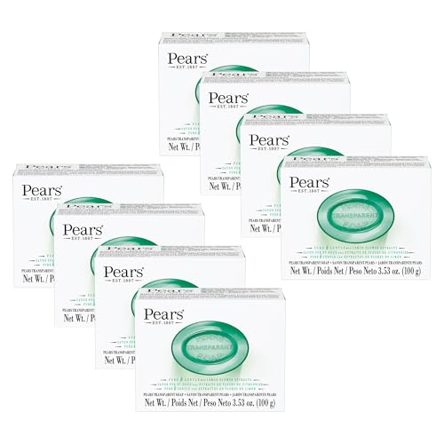 Pears Soap, Pure & Gentle with Lemon Flower Extract, 3-Pack – Transparent Green Glycerin Soap for Radiant, Glowing Skin, 4.4 Oz Ea