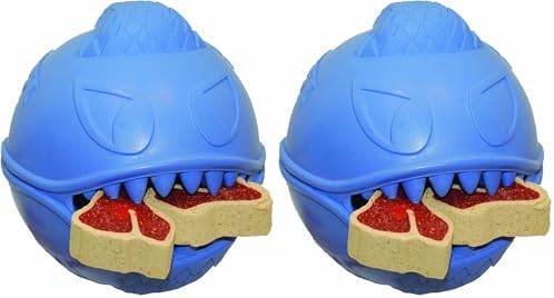 Jolly Pets Monster Ball Bouncing Dog Toy/Treat Holder, 3.5 Inches, Blue