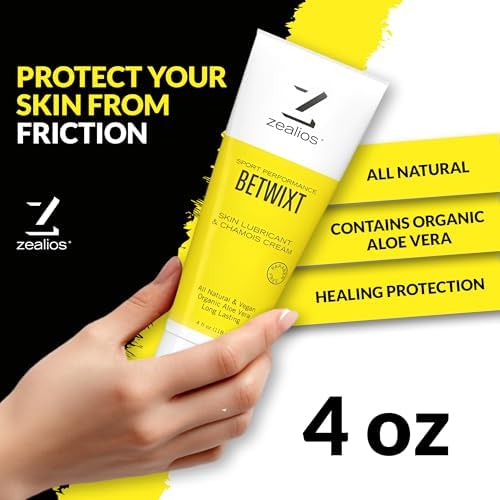 Zealios Betwixt Anti Chafing Cream 4oz – Long-Lasting Friction Defense for Triathletes, Cyclists & Runners – Chamois Cream for Inner Thighs