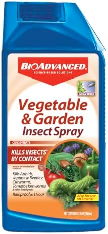 BioAdvanced Vegetable & Garden Insect Spray Concentrate - 32 fl oz Bottle | Fast-Acting Vegetable Garden Pest Control - Rainproof in 1 Hour