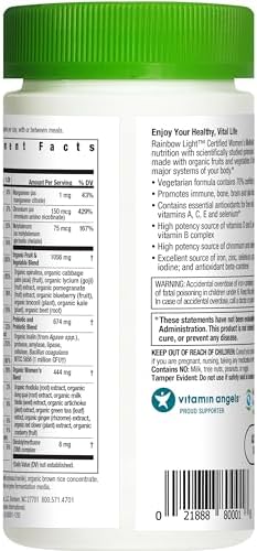 Rainbow Light Womens Multivitamin One + | 60 Caplets | Supports Energy & Antioxidant Health | Real Food Nutrients, Digestive Enzymes & Probiotics