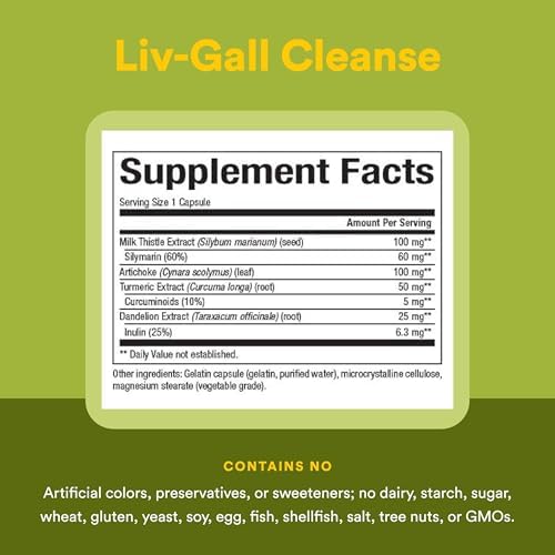 Natural Factors - HerbalFactors Liv-Gall Cleanse, Herbal Support for Liver & Gallbladder, 90 Capsules