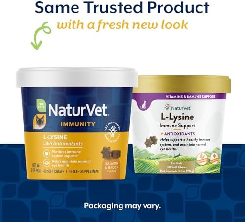 NaturVet L-Lysine Immune Support Plus Antioxidants Cat Supplement - 60 Ct | Support Eye Health, Immune System for Cats, Includes Amino Acids