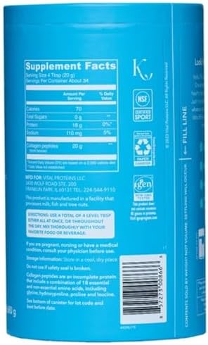 Vital Proteins Collagen Peptides Unflavored Dietary Supplement (Net Wt 24 Oz),