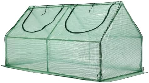 Aoodor 6 x 3 x 3 ft Mini Greenhouse with 2 Zipper Doors, Water-Resistant, UV-Protected for Flowers, Vegetables, and Herbs, Green