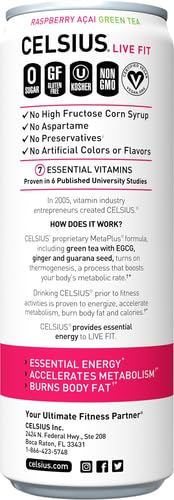 CELSIUS Sparkling Peach Vibe, Functional Essential Energy Drink 12 Fl Oz (Pack of 4)