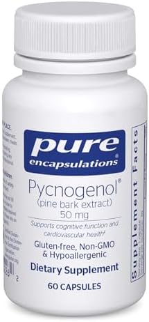 Pure Encapsulations Pycnogenol (Pine Bark Extract) 50 mg | Hypoallergenic Supplement to Support Cognitive Function and Cardiovascular Health* | 60 Capsules | 50 mg, Hypoallergenic Supplement to Support Cognitive Function and Cardiovascular Health*