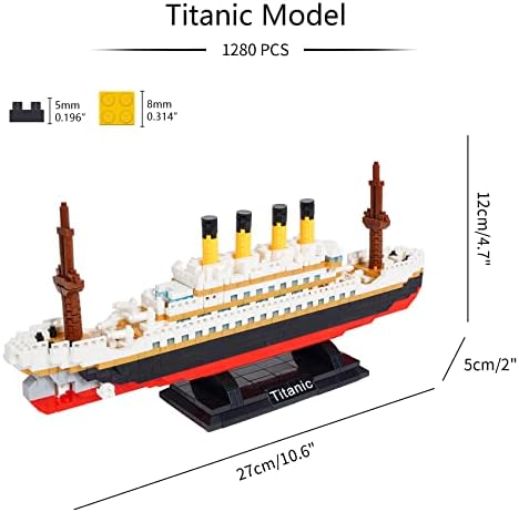 Titanic Ship Model Building Block Set, 1860 PCS Building Bricks Toy DIY Educational Micro Mini Blocks