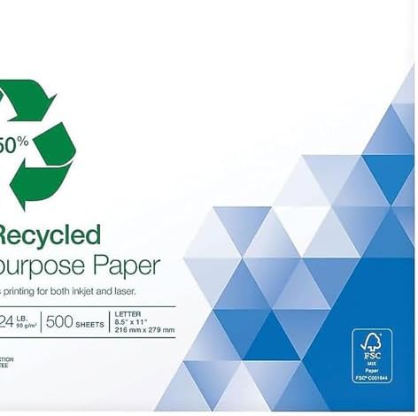 Staples 100% Recycled Printer Paper Bright White Copy/Fax/Laser/Inkjet, 500 Sheets