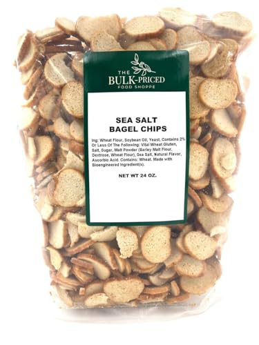 Sea Salt Bagel Chips, Bulk Size (24oz. Resealable Zip Lock Stand Up Bag)