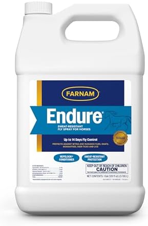 Farnam Endure Fly Spray for Horses, Sweat-Resistant, 128 oz, Gallon Refill