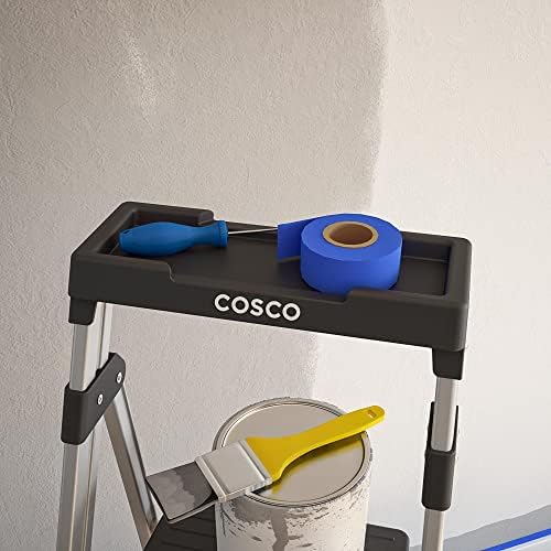COSCO 2 Step Lite Solutions Folding Step Stool, Aluminum/Black