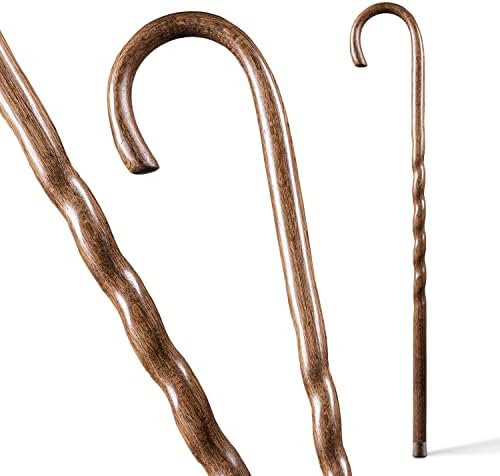 Brazos Handcrafted Wood Walking Cane, Twisted Oak, Crook Style Handle, for Men & Women, Made in The USA, 37"