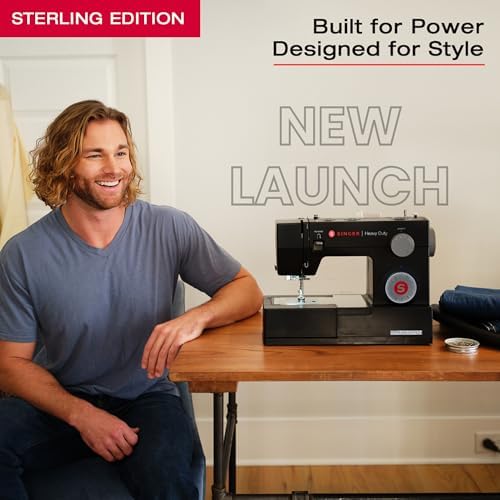 SINGER® 4432 (Grey) High Speed Heavy Duty Sewing Machine + Accessory Kit | 32 stitches deliver 110 applications, 50% more power for thick fabrics, 1100 per minute capacity, 1-step buttonhole design