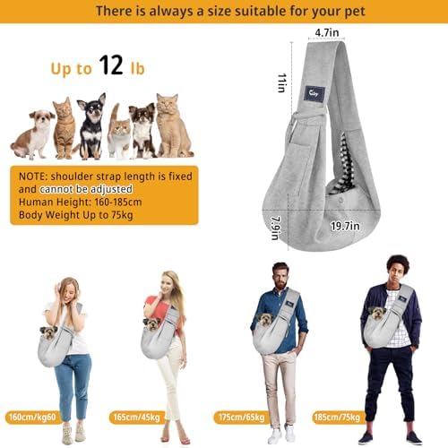 Dog and Cat Sling Carrier - Hands Free Reversible Pet Papoose Bag - Soft Pouch and Tote Design - Suitable for Puppy, Small Dogs Cats Outdoor