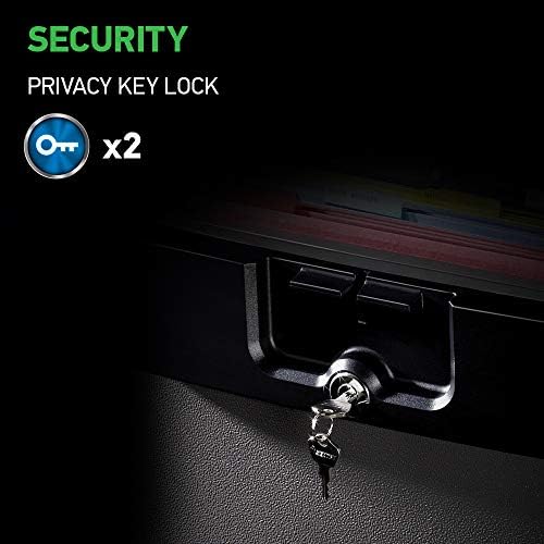SentrySafe Black Fireproof and Waterproof Safe, File Folder and Document Box with Key Lock, 14.3 x 15.5 x 13.5 inches