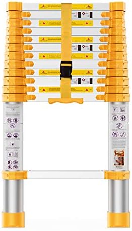 Telescoping Extension Ladder 12.5FT, Aluminum Telescopic Ladders with Carry Bag for Outdoor Indoor Use