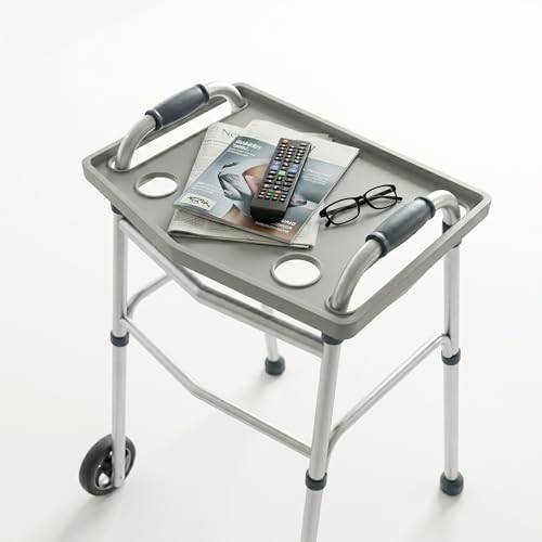 Bluestone Walker Tray- Upright with Holders-Universal Table Fits Most Standard Folding Walkers-Home Mobility Medical Equipment Accessories