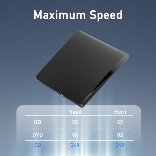 wintale Blu Ray Burner External, USB 3.0 & Type-C External Blu-ray Drives | External Blu Ray Drive for PC True Plug-and-play Experience