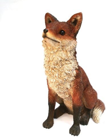 Fox L Red/White Statue by Michael Carr Designs - Outdoor Fox Figurine for gardens, patios and lawns (508007A) , Gray , Large