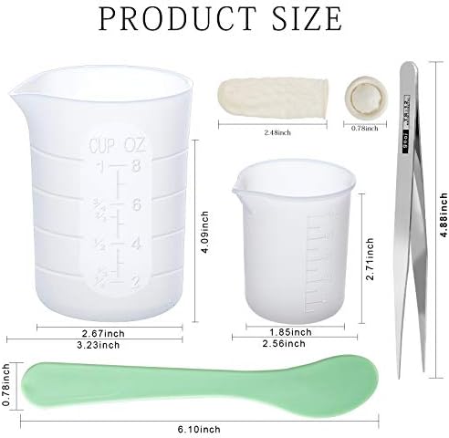 LEOBRO Silicone Measuring Cups for Epoxy Resin, 250 & 100ml Reusable Epoxy Resin Mixing Cups, Silicone Pouring Cup, with Stir Sticks, Finger Cots