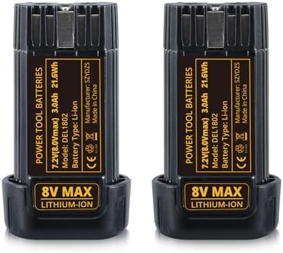 3.0Ah DCB080 Battery Replacement for Dewalt 8V Battery 2Pack | Fits DCF680N1 DW4390 DCF680N2 DCF680G2