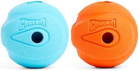 Chuckit! The Whistler Ball Dog Toy, Small (2 Inch Diameter) for Dogs 0-20 lbs, Pack of 2