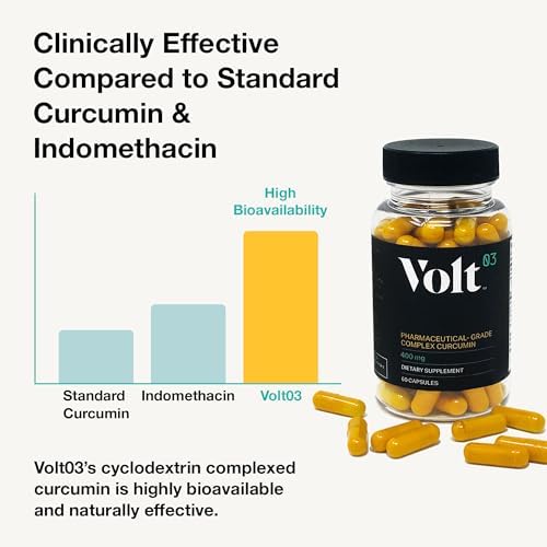 Volt03 Organic Turmeric Curcumin Capsules, 400mg Curcumin Complex, 60 Caps | 400mg curcumin complex supplement supporting joint health
