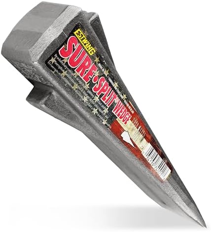 ESTWING Sure Split Wedge - 5-Pound USA Made Wood Splitting Tool with Forged Steel Construction & 1-7/8" Cutting Edge - Finish May Vary - E-5 | Made in USA, Wood Splitting Made Easy, Fin Splitting Design, Hand Sharpened, Perfect For The Outdoorsman