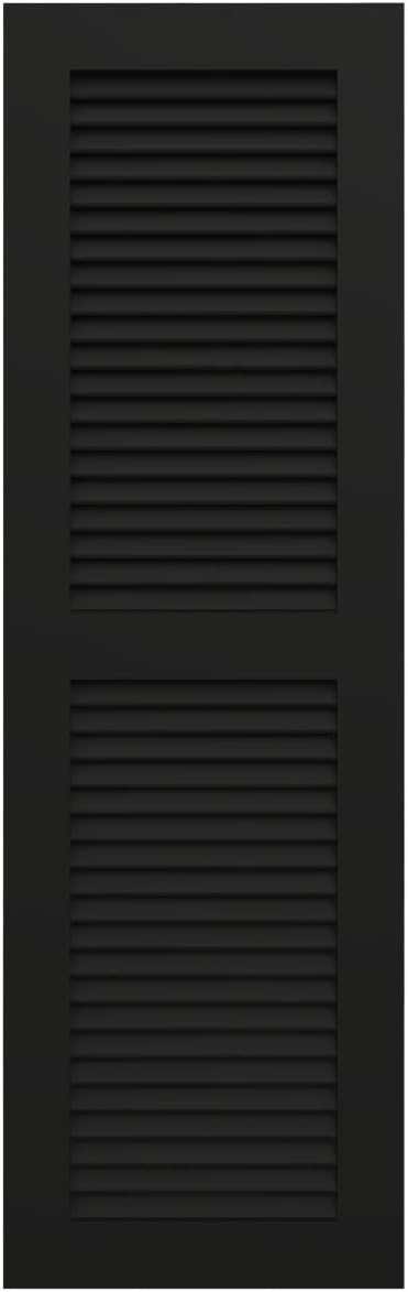 18"W x 60"H True Fit PVC Two Equal Louver Shutters, Unfinished (Per Pair - Hardware Not Included)