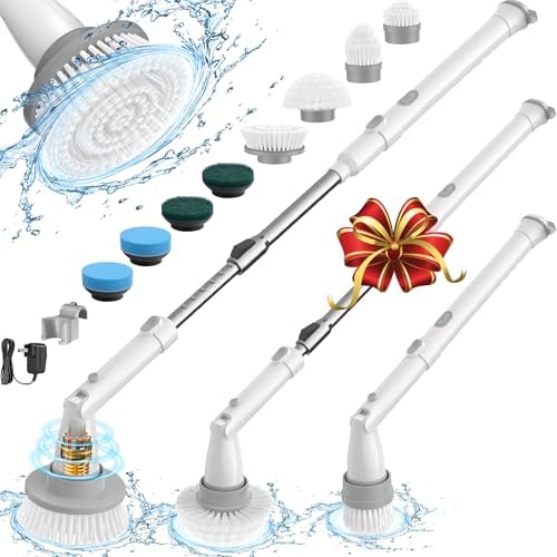 Sweepulire Electric Spin Scrubber for Cleaning, Shower Scrubber | with Long Handle, 2 Spin Speeds