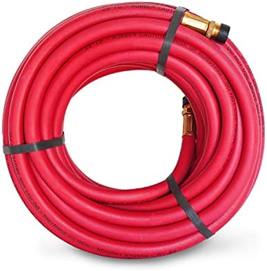 Steelman 50-Foot x 3/8-Inch ID Rubber Air Hose for Pneumatic Tools, 3/8-Inch Male NPT Brass Fittings, 300-PSI Working Pressure