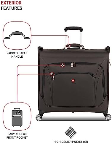 SwissGear 7895 Premium Rolling Garment Bag, Bonus Hanging Feature, Men's and Women's, 24-Inch Luggage - Black