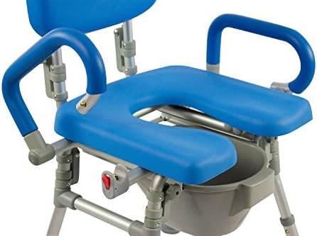 UltraCommode Shower Chair for Elderly and Disabled, Foldable Commode | Sit Securely While Bathing - Blue, padded seat, adjustable height