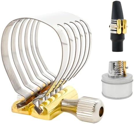 Alto Sax Saxophone Mouthpiece Ligature, Ligature for Professionals & Beginners, Stainless Steel, Gold