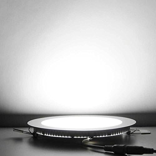 12W 6-inch Ultra-Thin Round LED Recessed Ceiling Panel Down Light with Driver, 1,000 Lumens, 80W Incandescent Equivalent, Home, Office, Commercial Lighting - Pack of 10, 6000K Cool White