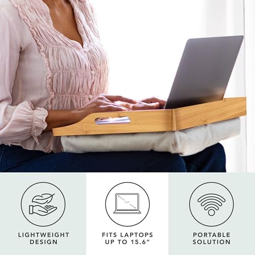 ROSSIE HOME Wood Lap Tray – Natural Acacia, Fits 15.6” Laptops