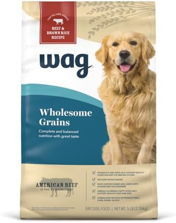 Amazon Brand - Wag Wholesome Grains Dry Dog Food with Salmon and Brown Rice, 30 lb Bag (Pack of 1)