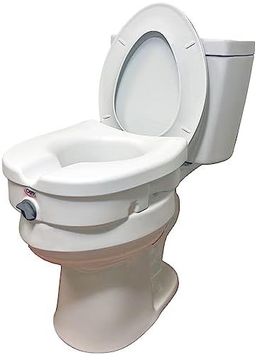 Carex Health Brands Carex E-Z Lock Raised Toilet Seat, Adds 5 Inches to Toilet Height, Elderly and Handicap Toilet Seat with Handles