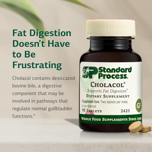 Standard Process Inc. Cholacol - Gallbladder Support Supplement - Fat Digestion Supplement for Digestive Health & Bile Support - Gluten-Free