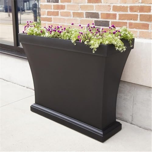 Mayne Bordeaux 40in Rectangular Trough Planter, Black | All season, Indoor/Outdoor, Double-wall design, Fade resistant, 15-year warranty