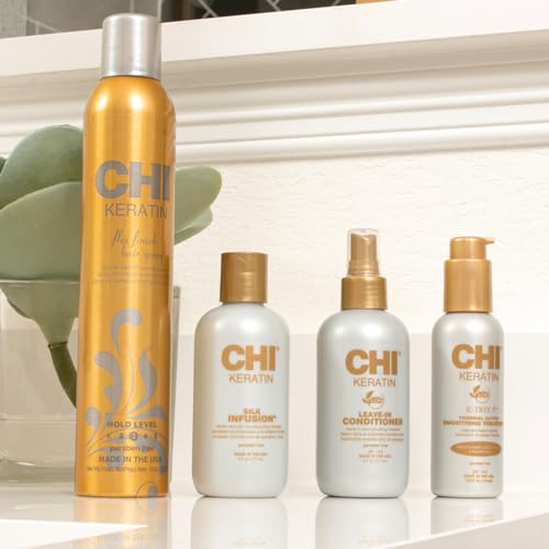 CHI Keratin Flex Finish Hair Spray, Lightweight, Long‑Lasting Hold & Smooth Styling, Controls Frizz, Flyaways & Seals Out Humidity, Professional Hair Finish Spray, Unscented, 10 Oz