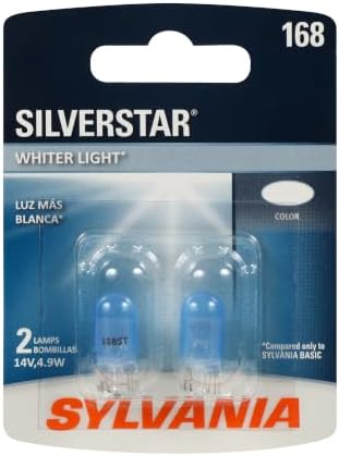 SYLVANIA - 168 SilverStar Mini Bulb - Brighter and Whiter Light, Ideal for Interior Lighting, Center High Mount Stop Light (CHMSL)