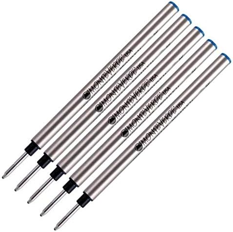 5 pack - Monteverde Capless Rollerball Pen Refills Compatible With Pelikan Rollerball Pens, Broad Point (Bulk Packed) (Black)