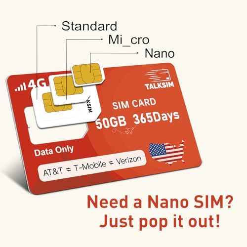 Data SIM Card 24GB 365Days Works with Verizon, AT&T and T-Mobile | 4G LTE USA Data Only, Compatible with Unlocked Security Camera/Router/Mobile WiFi Hotspot/Tablet/Trail Devices